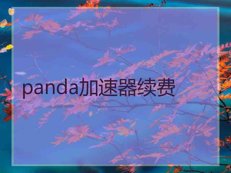 panda加速器续费