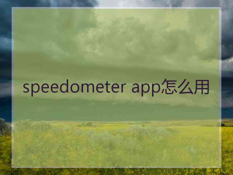 speedometer app怎么用