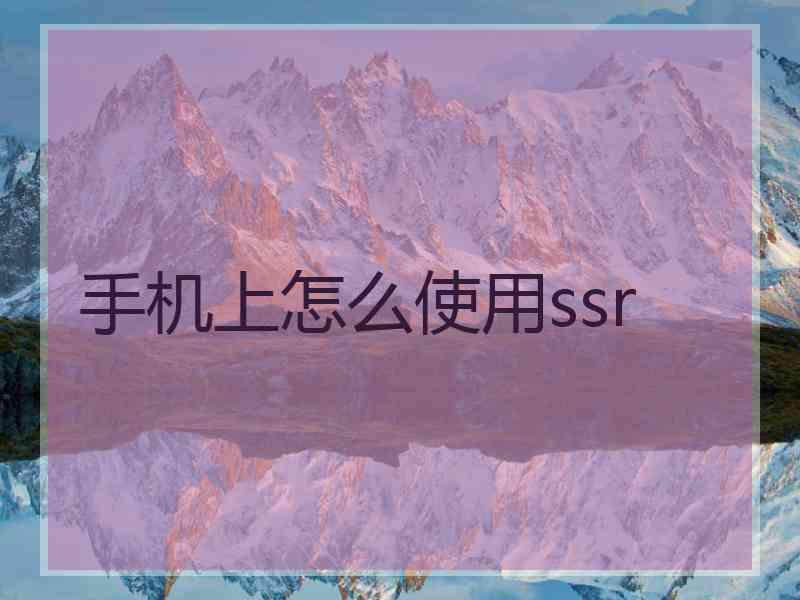 手机上怎么使用ssr