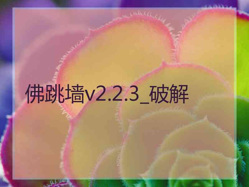 佛跳墙v2.2.3_破解