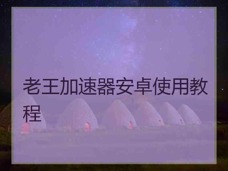 老王加速器安卓使用教程