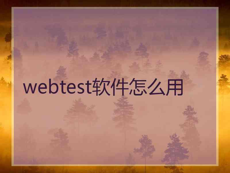 webtest软件怎么用