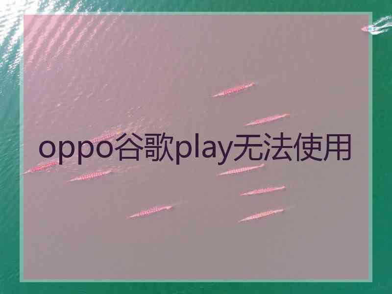 oppo谷歌play无法使用